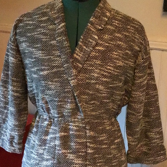 Vintage Uptown Expressions black and white textured woven mid-length dress - Picture 2 of 16